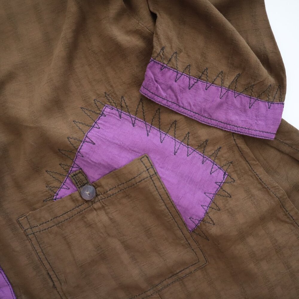 Iguana Art to Wear Mandarin Collar Top | S